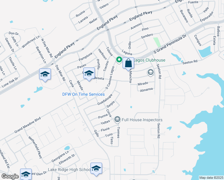 map of restaurants, bars, coffee shops, grocery stores, and more near 3132 Guadaloupe in Grand Prairie