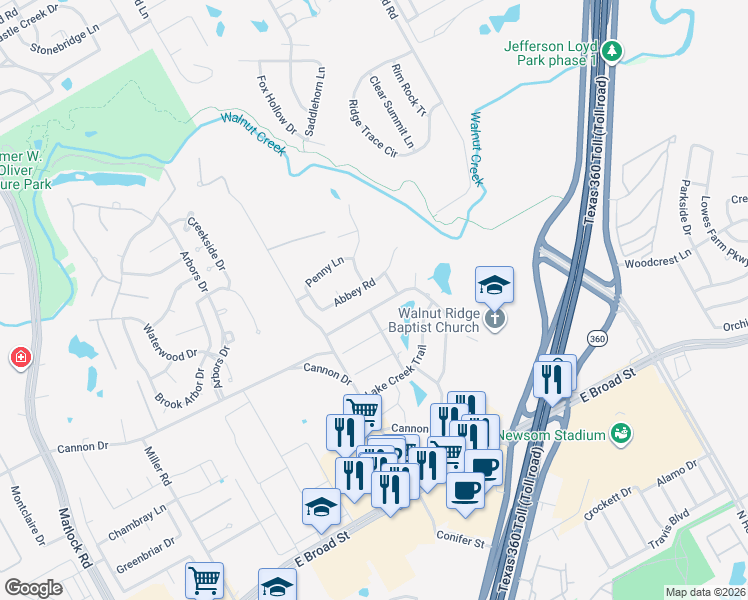 map of restaurants, bars, coffee shops, grocery stores, and more near 3303 Vista Lake Circle in Mansfield