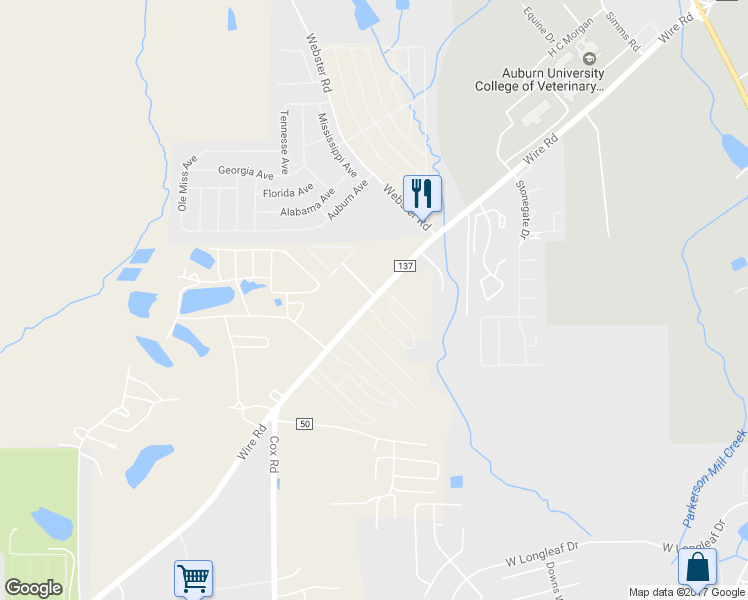 map of restaurants, bars, coffee shops, grocery stores, and more near 2045 Wire Road in Auburn