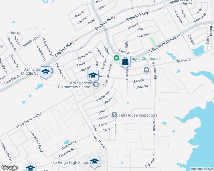 map of restaurants, bars, coffee shops, grocery stores, and more near 3132 Guadaloupe in Grand Prairie