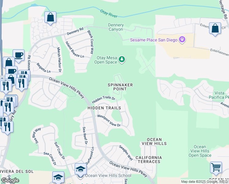 map of restaurants, bars, coffee shops, grocery stores, and more near 841 Compass Way in San Diego