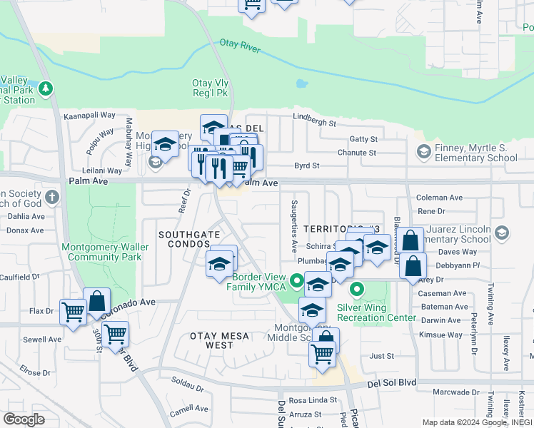 map of restaurants, bars, coffee shops, grocery stores, and more near 769 Grogan Court in San Diego