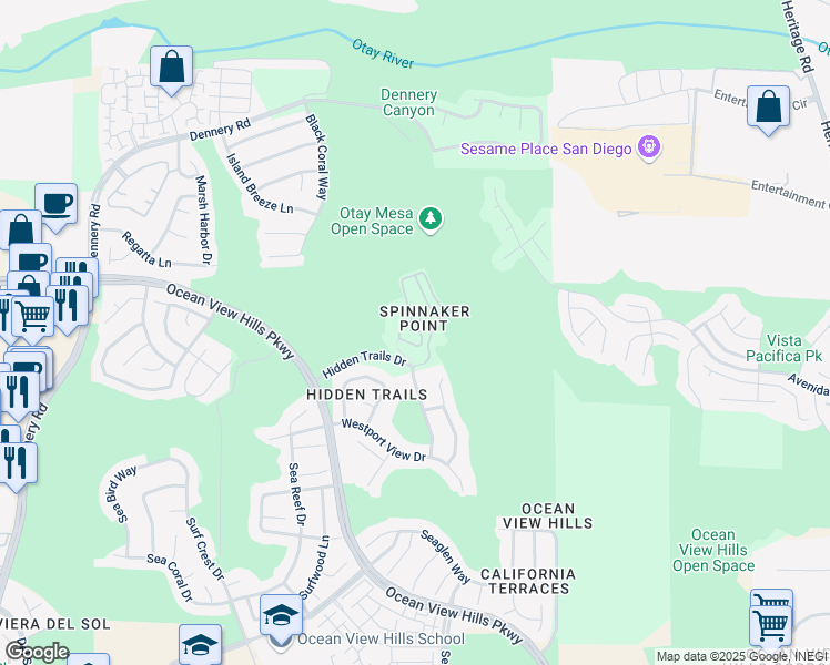 map of restaurants, bars, coffee shops, grocery stores, and more near 841 Compass Way in San Diego