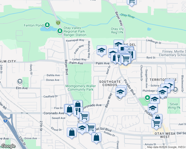 map of restaurants, bars, coffee shops, grocery stores, and more near 815 Hawaii Avenue in San Diego