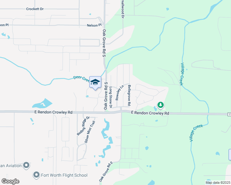 map of restaurants, bars, coffee shops, grocery stores, and more near 12124 Rowsley Lane in Burleson