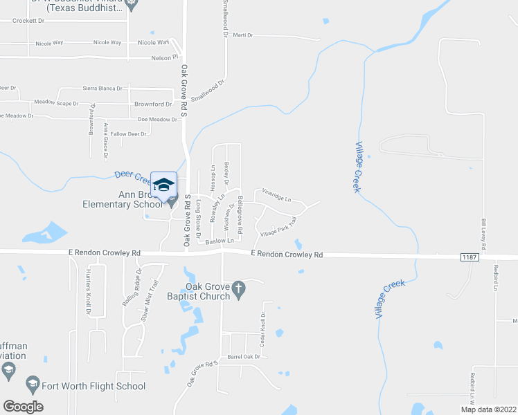 map of restaurants, bars, coffee shops, grocery stores, and more near 1704 Wickham Drive in Burleson