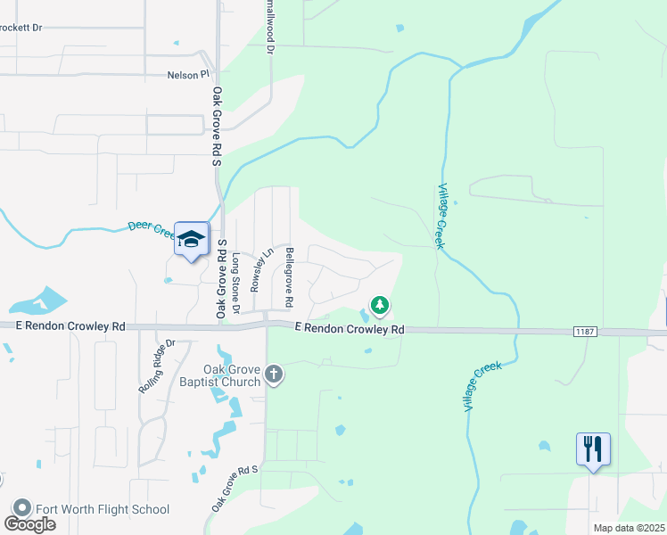 map of restaurants, bars, coffee shops, grocery stores, and more near 1809 Wickham Drive in Burleson
