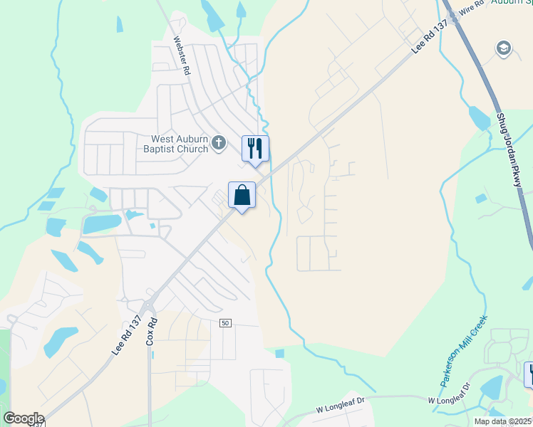 map of restaurants, bars, coffee shops, grocery stores, and more near 1957 Wire Road in Auburn
