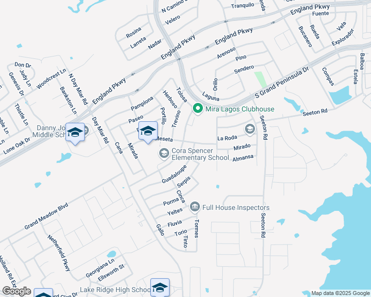 map of restaurants, bars, coffee shops, grocery stores, and more near 3103 South Camino Lagos in Grand Prairie