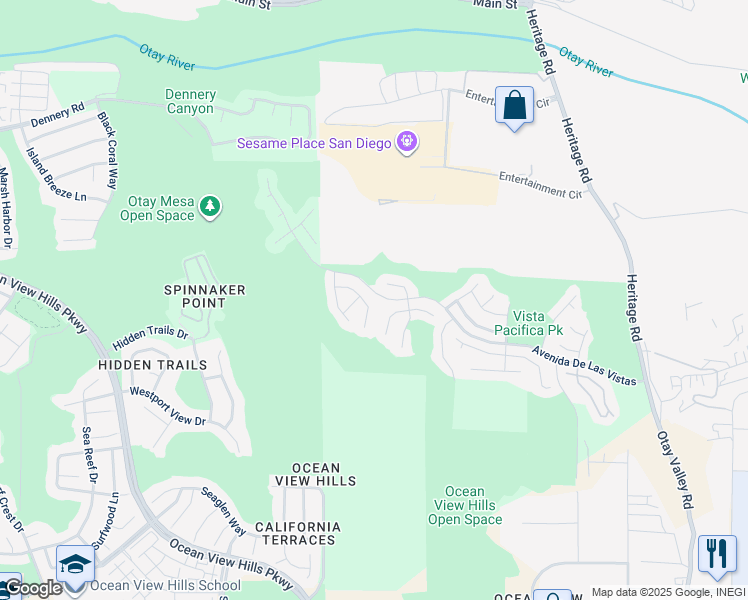 map of restaurants, bars, coffee shops, grocery stores, and more near 5522 Vista San Simeon in San Diego