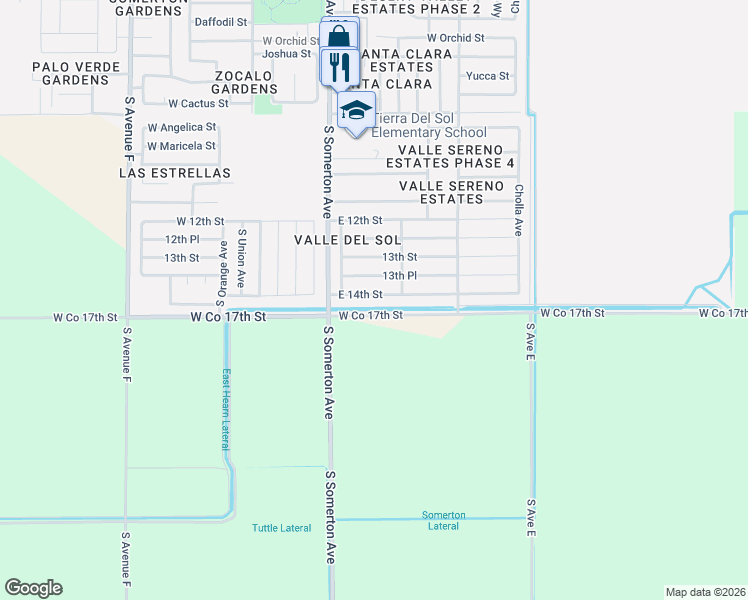 map of restaurants, bars, coffee shops, grocery stores, and more near 247 13th Place in Somerton