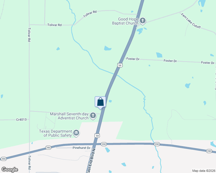 map of restaurants, bars, coffee shops, grocery stores, and more near 3825 U.S. 59 in Marshall