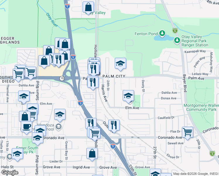 map of restaurants, bars, coffee shops, grocery stores, and more near 752 24th Street in San Diego