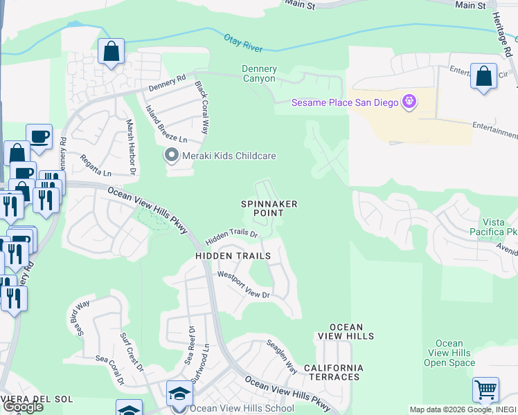 map of restaurants, bars, coffee shops, grocery stores, and more near 786 Anchor Cove in San Diego