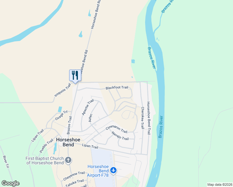 map of restaurants, bars, coffee shops, grocery stores, and more near 7008 Sioux Trail in Weatherford