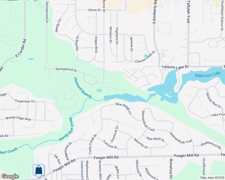 map of restaurants, bars, coffee shops, grocery stores, and more near 127 Bayside Circle in Warner Robins