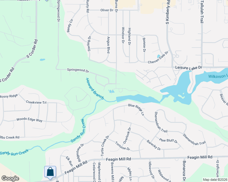 map of restaurants, bars, coffee shops, grocery stores, and more near 101 Bayside Circle in Warner Robins