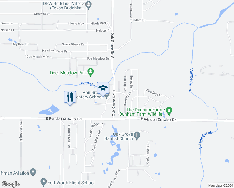 map of restaurants, bars, coffee shops, grocery stores, and more near 12100 Long Stone Drive in Burleson
