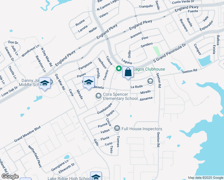map of restaurants, bars, coffee shops, grocery stores, and more near 3103 S Camino Lagos in Grand Prairie