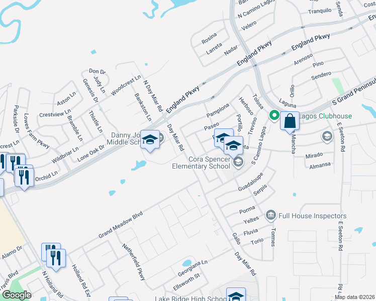 map of restaurants, bars, coffee shops, grocery stores, and more near 7244 Cana in Grand Prairie