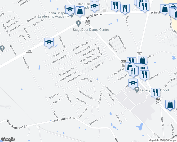 map of restaurants, bars, coffee shops, grocery stores, and more near 140 Thousand Oaks Mhp in Mansfield