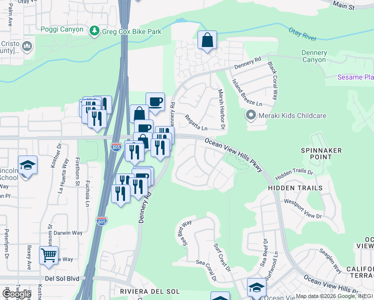 map of restaurants, bars, coffee shops, grocery stores, and more near 4757 Camberley Court in San Diego
