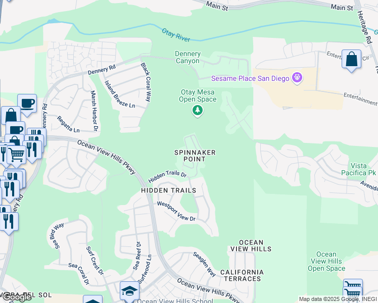 map of restaurants, bars, coffee shops, grocery stores, and more near 765 Anchor Cove in San Diego