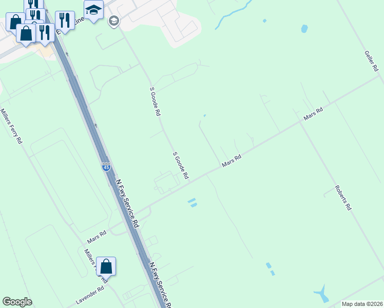 map of restaurants, bars, coffee shops, grocery stores, and more near 330 South Goode Road in Wilmer