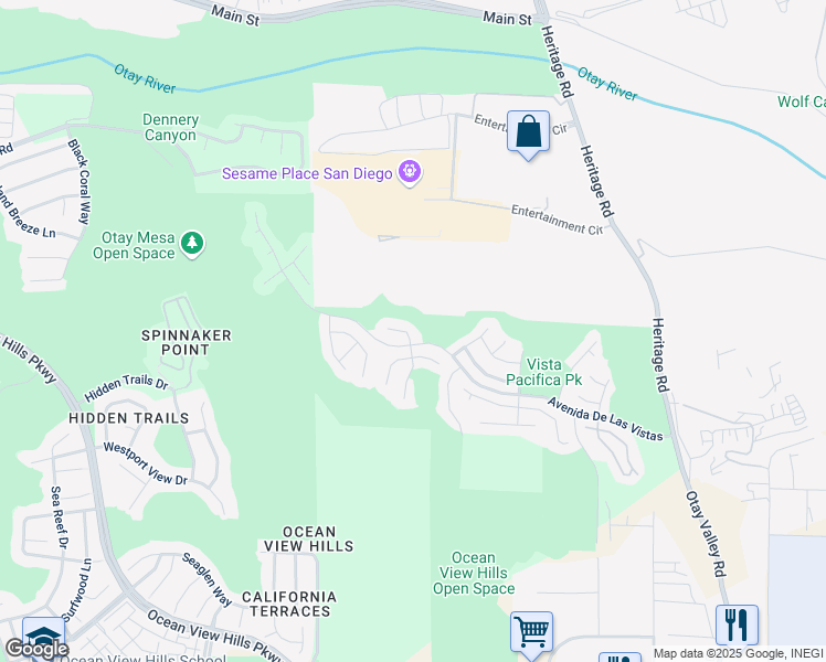 map of restaurants, bars, coffee shops, grocery stores, and more near 637 Vista San Javier in San Diego