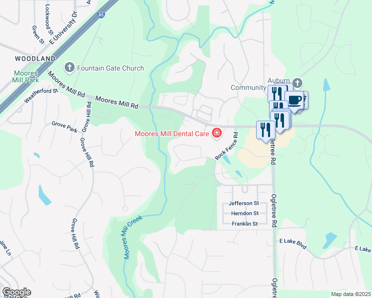 map of restaurants, bars, coffee shops, grocery stores, and more near 1863 Hillbrook Circle in Auburn