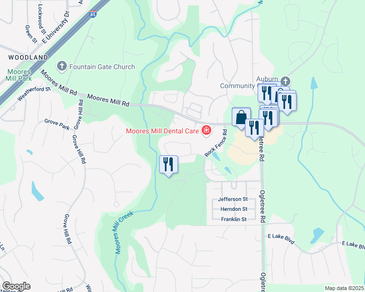 map of restaurants, bars, coffee shops, grocery stores, and more near 1863 Hillbrook Circle in Auburn