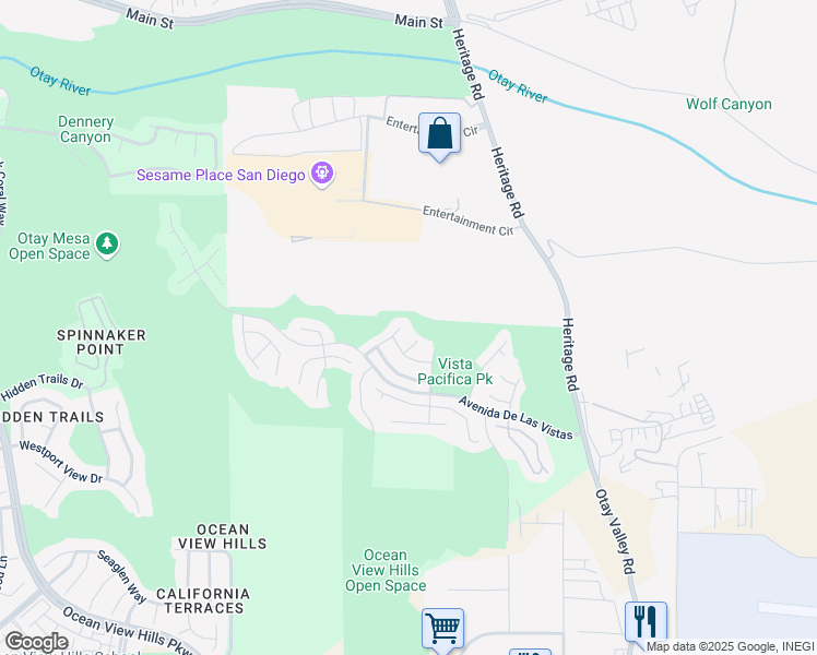 map of restaurants, bars, coffee shops, grocery stores, and more near 607 Vista San Pedro Martir in San Diego