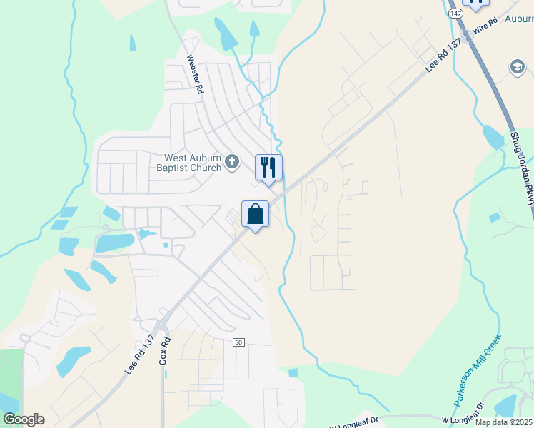 map of restaurants, bars, coffee shops, grocery stores, and more near 1957 Wire Road in Auburn