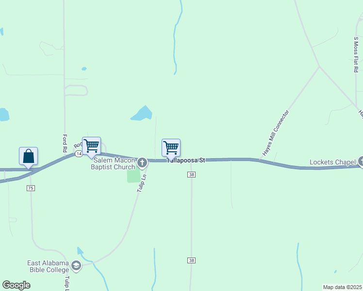 map of restaurants, bars, coffee shops, grocery stores, and more near 4444 Tallapoosa Street in Notasulga