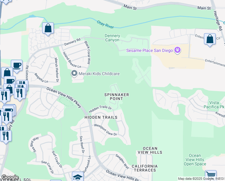 map of restaurants, bars, coffee shops, grocery stores, and more near 765 Anchor Cove in San Diego