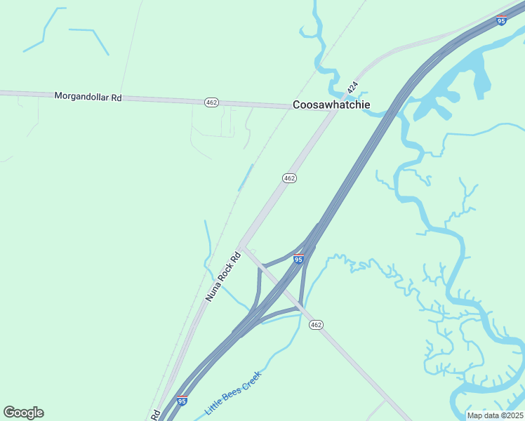 map of restaurants, bars, coffee shops, grocery stores, and more near 6489 West Frontage Road in Coosawhatchie