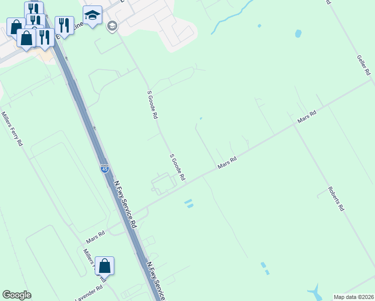 map of restaurants, bars, coffee shops, grocery stores, and more near 330 South Goode Road in Wilmer
