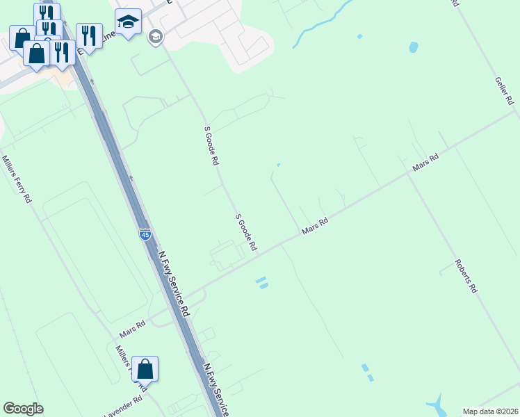 map of restaurants, bars, coffee shops, grocery stores, and more near 330 South Goode Road in Wilmer