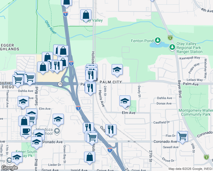 map of restaurants, bars, coffee shops, grocery stores, and more near 752 24th Street in San Diego