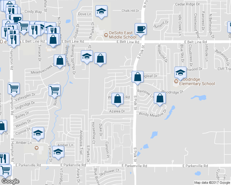 map of restaurants, bars, coffee shops, grocery stores, and more near 418 Summertree Lane in DeSoto