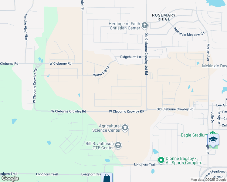 map of restaurants, bars, coffee shops, grocery stores, and more near 10700 Old Cleburne Crowley Junction in Crowley
