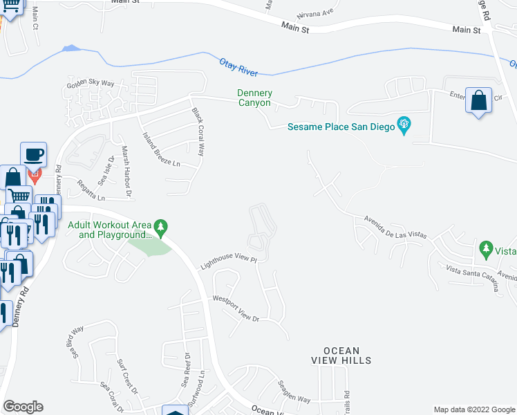 map of restaurants, bars, coffee shops, grocery stores, and more near 700 Castaway Cove in San Diego