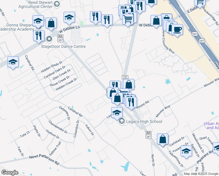map of restaurants, bars, coffee shops, grocery stores, and more near 1436 North Main Street in Mansfield