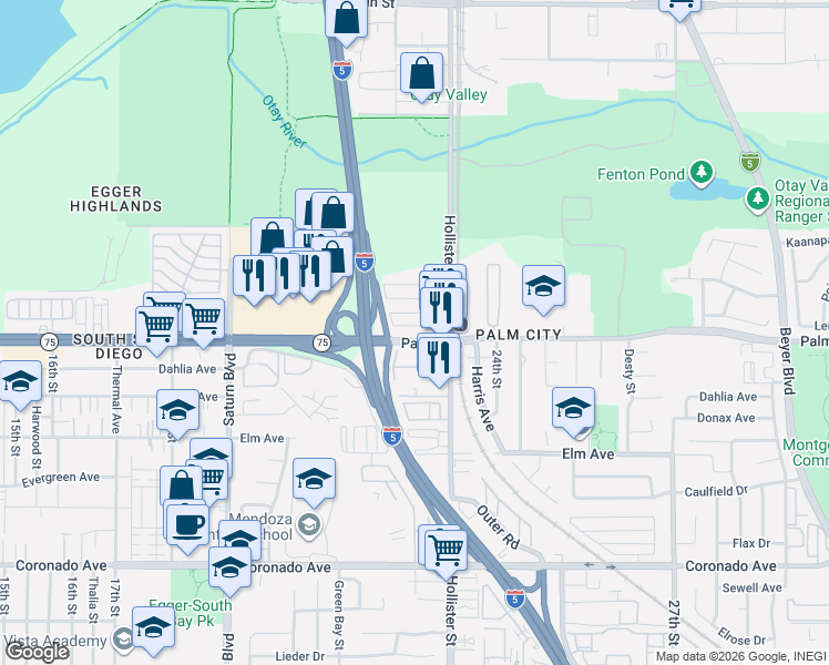 map of restaurants, bars, coffee shops, grocery stores, and more near 2255 Citrus Avenue in San Diego
