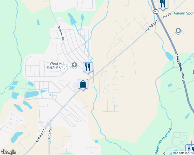 map of restaurants, bars, coffee shops, grocery stores, and more near 1769 Wire Road in Auburn