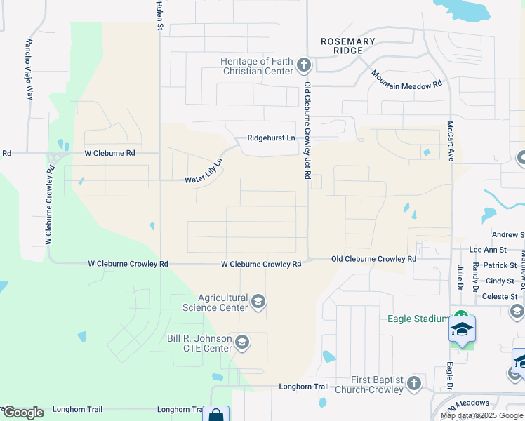 map of restaurants, bars, coffee shops, grocery stores, and more near 10700 Old Cleburne Crowley Junction in Crowley