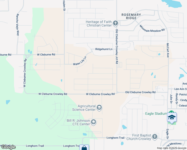 map of restaurants, bars, coffee shops, grocery stores, and more near 10700 Old Cleburne Crowley Junction in Crowley