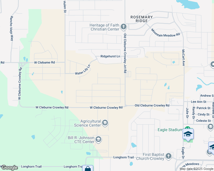 map of restaurants, bars, coffee shops, grocery stores, and more near 10700 Old Cleburne Crowley Junction in Crowley
