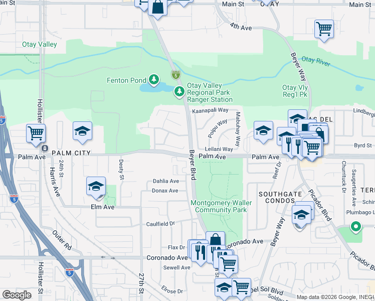 map of restaurants, bars, coffee shops, grocery stores, and more near 2758 Lungos Court in San Diego