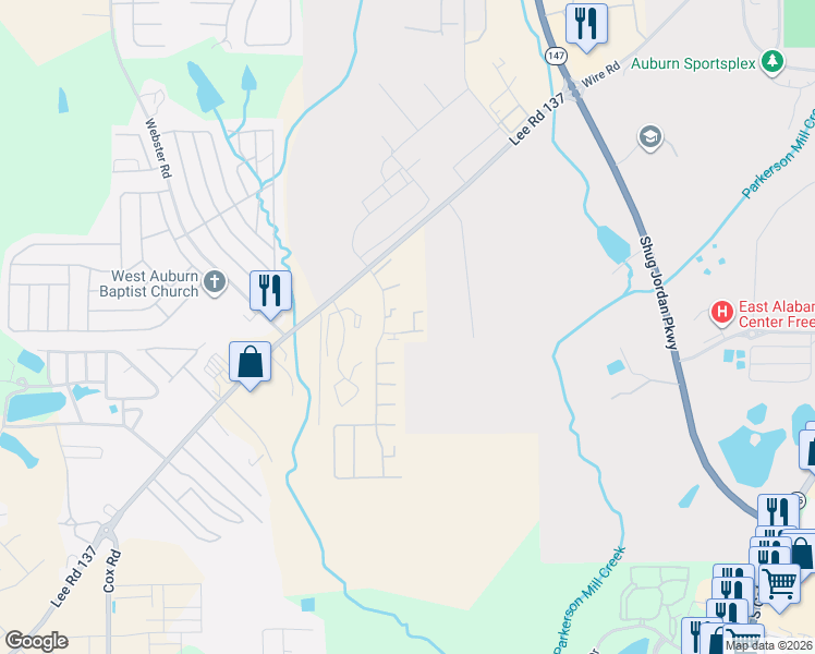 map of restaurants, bars, coffee shops, grocery stores, and more near 1055 Stonegate Drive in Auburn